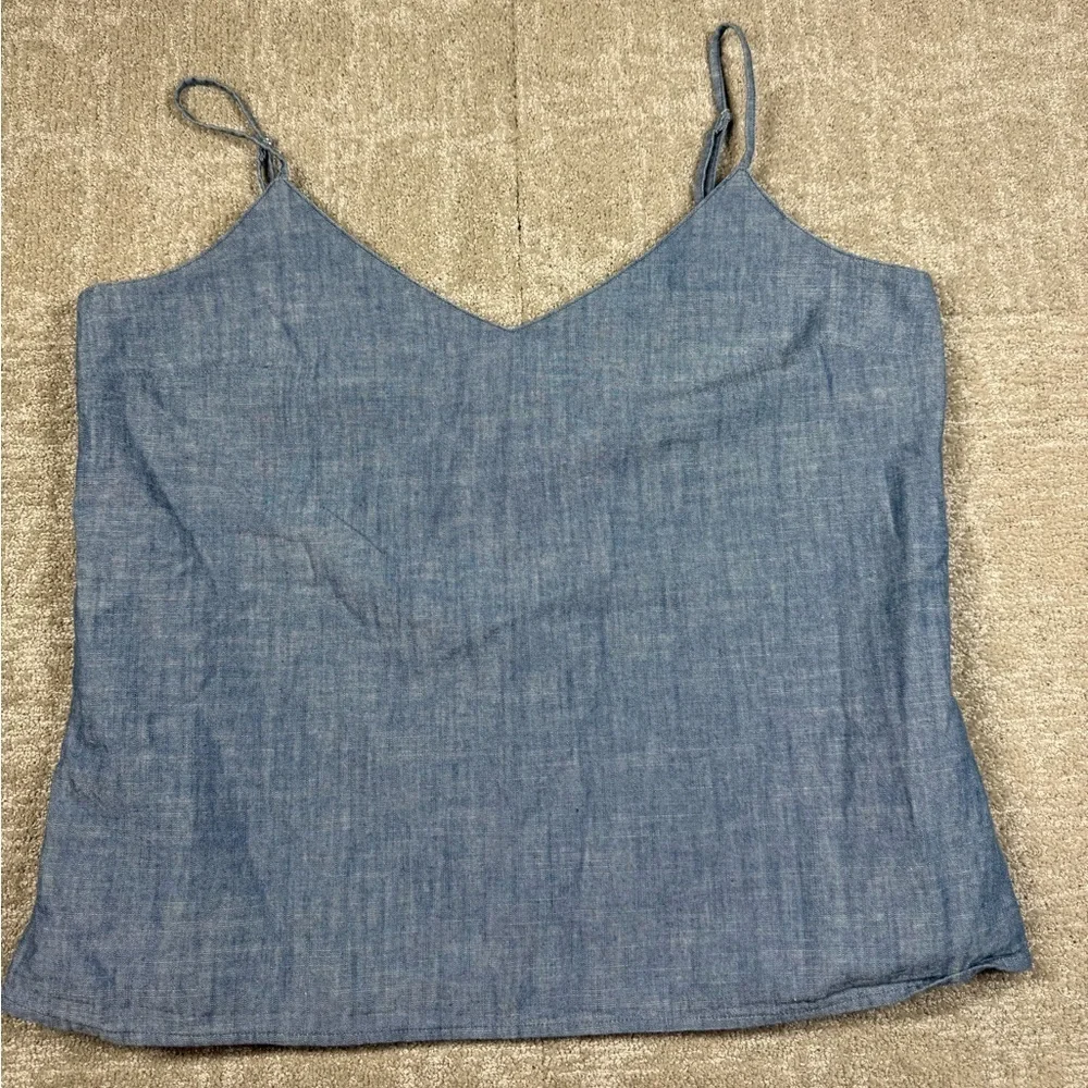 J. Crew Womens Blue Chambray Camp Tank Top Lined Womens Size 12